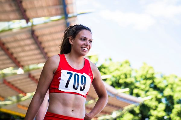 Caroline Joyeux (LG Nord Berlin) im Dreisprung am 02.07.2022 waehrend den NLV+BLV Leichtathletik-Landesmeisterschaften im Jahnstadion in Goettingen (Tag 1)